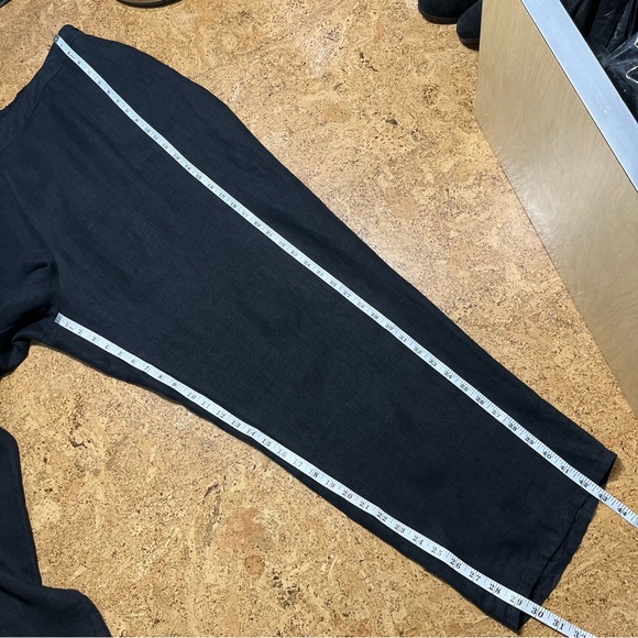 Flax Black 100% Linen Wide Leg Side Button Pants Sz 1X - Picture 15 of 16
